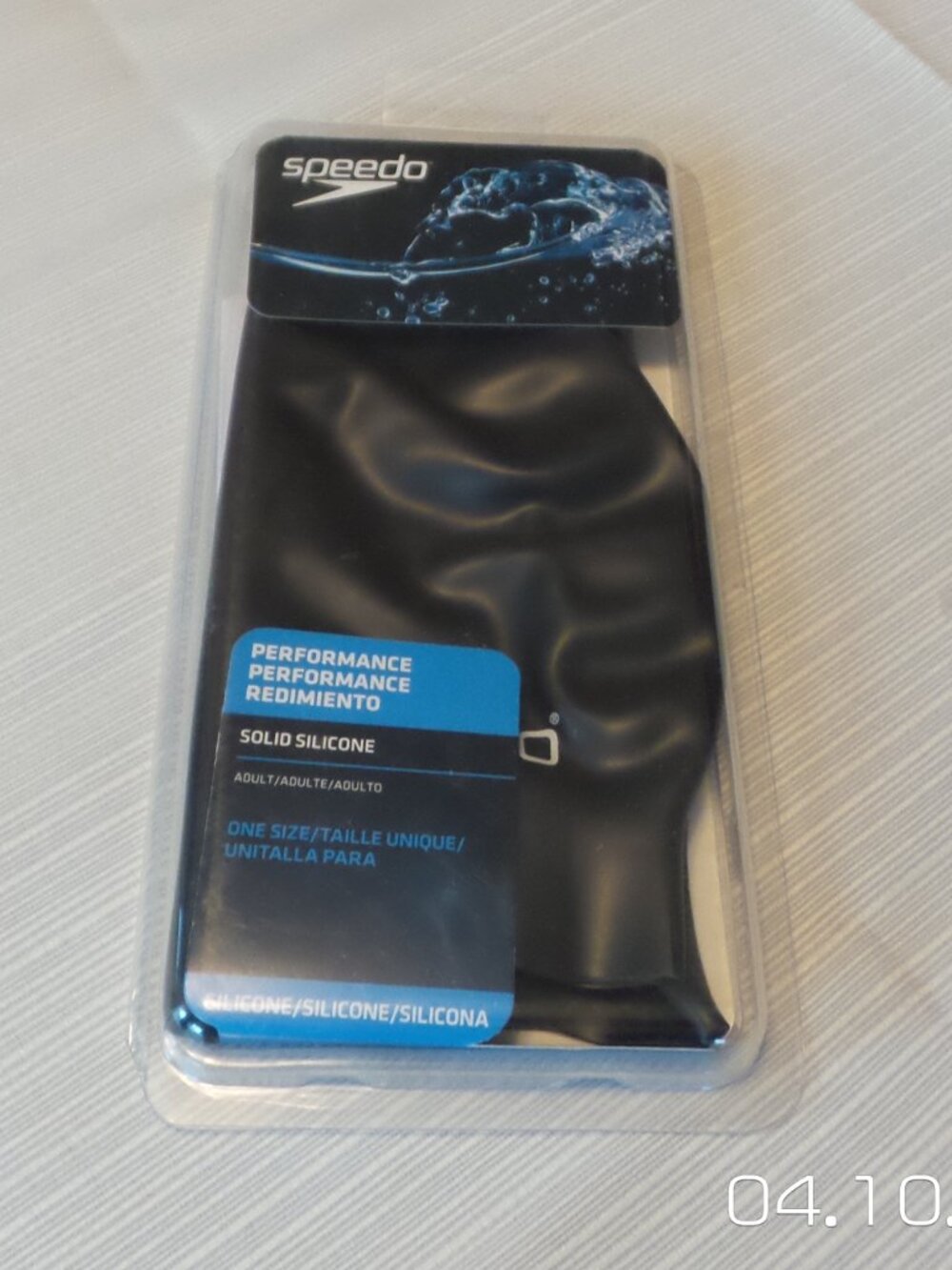 NWT SPEEDO Adult Black Silicone Swim Cap One Size Fits All